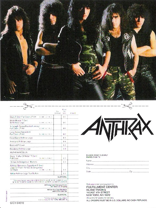 Order form, Anthrax - Spreading The Disease